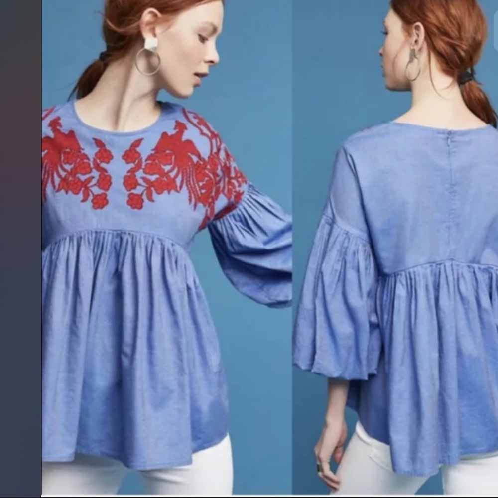 Hemant & Nandita Embroidered Peasant Boho Top